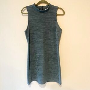 LEITH MOCK NECK GRAY SLEEVELESS BODYCON CLASSIC NEUTRAL MINI DRESS SIZE LARGE